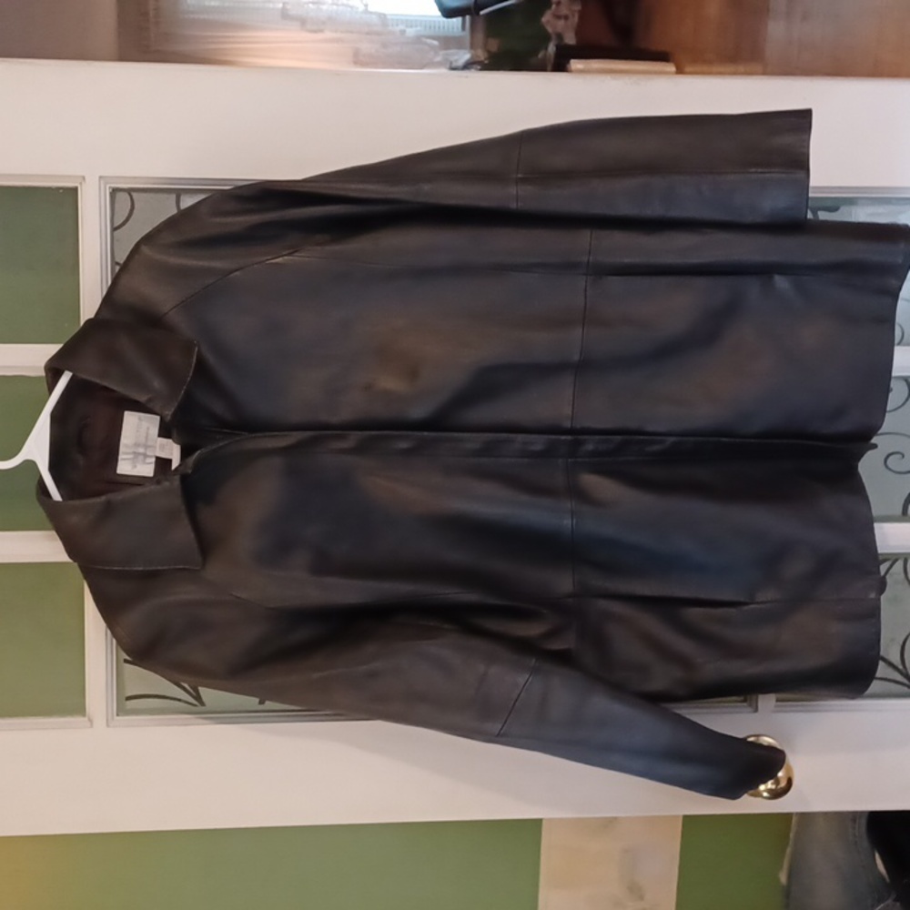 Worthington genuine lambskin women's coat size large black